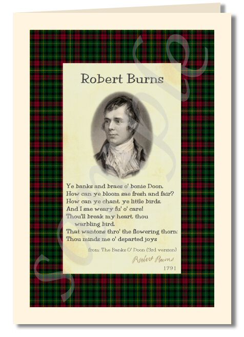 Robert Burns - extract from banks o doon third version greeting card