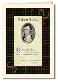 robert burns extract from My love she's but a lassie yet cards